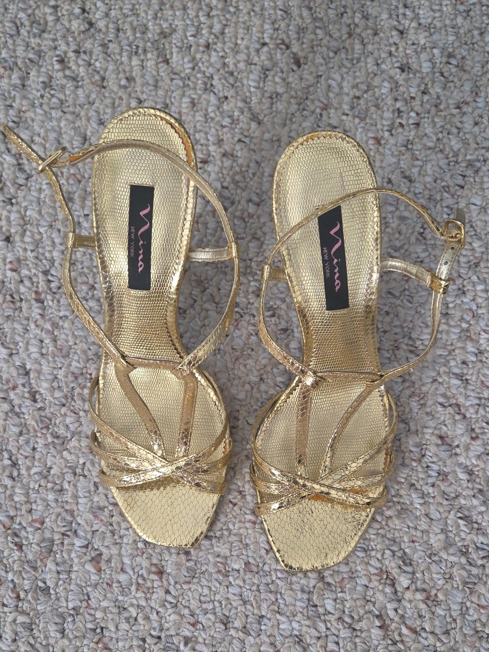 Nina Metallic Gold Strappy Heeled Sandals